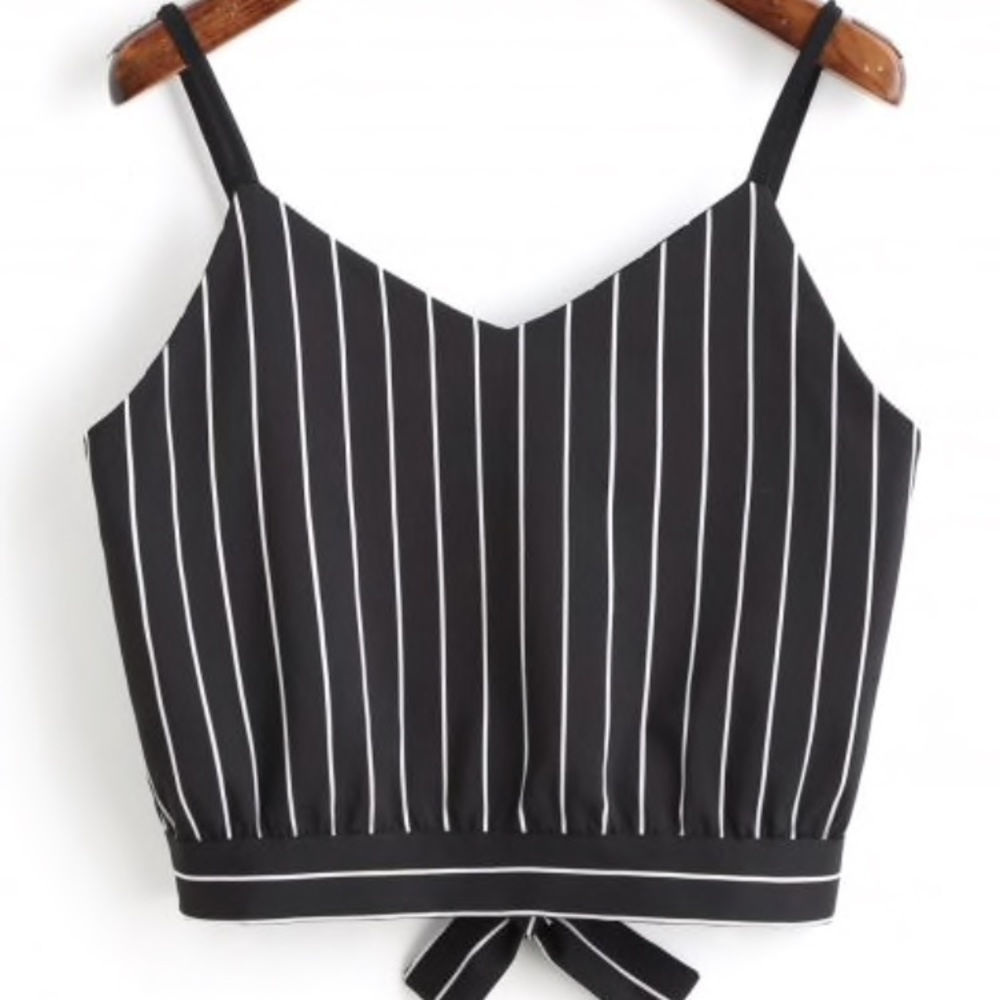 Striped black crop top- NWT